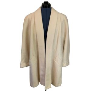 Vtg Forecaster Boston Ivory Wool Mohair Coat Shawl Collar Luxury Career USA 7/8